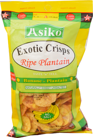 Asiko Naturally Unsalted Sweet Plantain Crisps (75g)